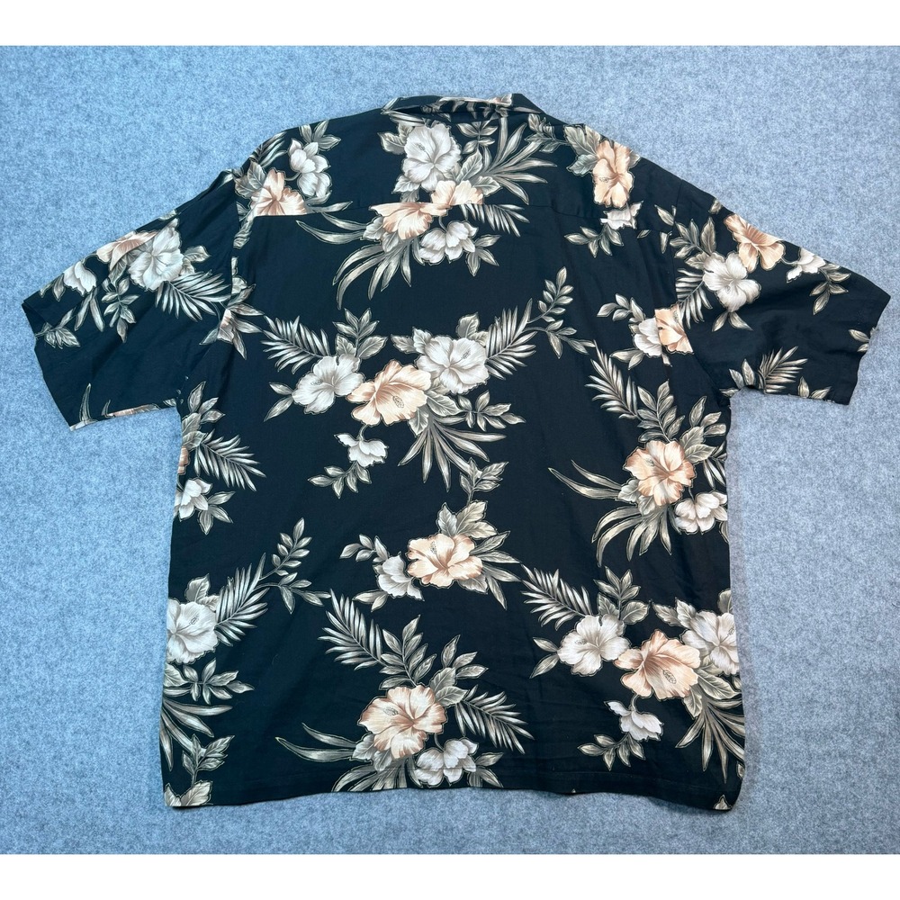Vintage Kona Kai Trading Co Mens 2XL Hawaiian Shirt Black Floral Hibiscus Aloha - Picture 8 of 8